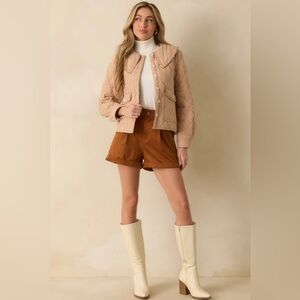 NWT Red Dress Boutique Easier Than You Think Light Rust Gingham Quilted Jacket